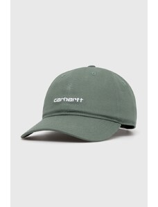Памучна шапка с козирка Carhartt WIP Canvas Script Cap в зелено с апликация I028876.22XXX