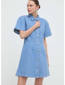 Дънкова рокля Custommade Jamilah Dots в синьо къса със стандартна кройка 999449457