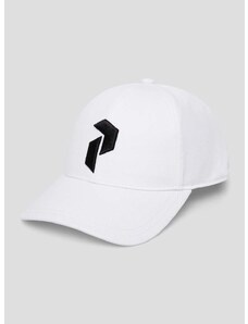 Памучна шапка с козирка Peak Performance в бяло с апликация