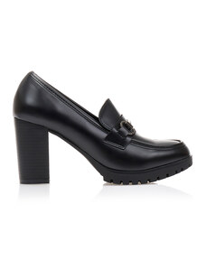Tsoukalas Обувки на ток loafers черни, от изкуствена кожа, с катарама