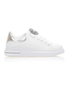 Tsoukalas Спортни обувки в бял цвят, от изкуствена кожа с катарама с кристали и сребристи детайли