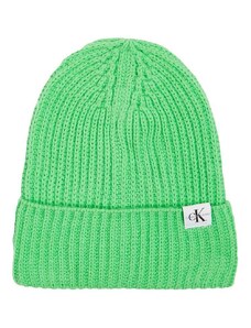 Детска шапка Calvin Klein Jeans в зелено с фина плетка