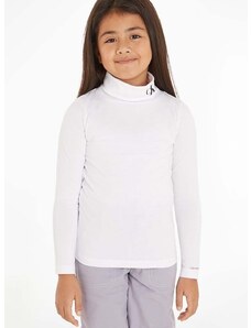 Детска блуза с дълги ръкави Calvin Klein Jeans в бяло с поло