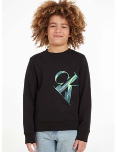 Детски суичър Calvin Klein Jeans в черно с принт