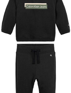 Бебешки памучен спортен комплект Calvin Klein Jeans в черно