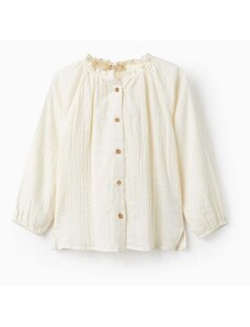 Детска памучна блуза zippy в бежово с изчистен дизайн