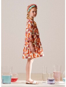 Детска памучна рокля zippy в оранжево къса разкроена