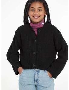 Детска жилетка Calvin Klein Jeans в черно от лека материя