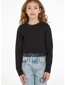 Детска блуза с дълги ръкави Calvin Klein Jeans в черно