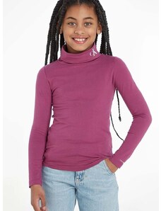 Детска блуза с дълги ръкави Calvin Klein Jeans в лилаво с поло