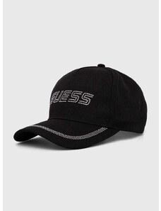Памучна шапка с козирка Guess RHINESTONES в черно с апликация V4GZ00 WFKN0
