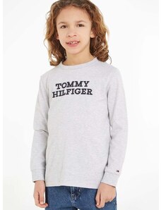Детска блуза с дълги ръкави Tommy Hilfiger в сиво с меланжов десен