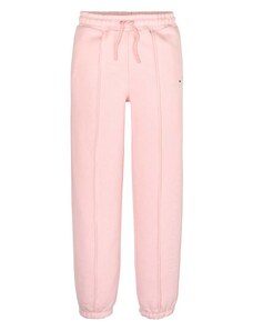 Детски памучен спортен панталон Tommy Hilfiger в розово с изчистен дизайн