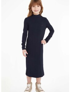 Детска рокля Tommy Hilfiger в тъмносиньо среднодълга със стандартна кройка