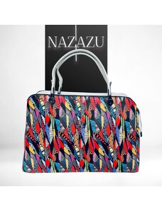 NAZAZU Абстрактна дизайнерска дамска чанта твърда - многоцветна- 031001