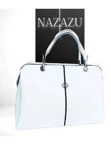 NAZAZU Бяла дамска чанта с изчистен дизайн - твърда 031002