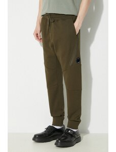 Памучен спортен панталон C.P. Company Diagonal Raised Fleece в зелено с изчистен дизайн 16CMSP084A005086W