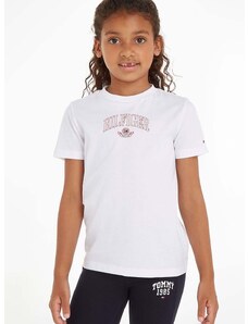 Детска памучна тениска Tommy Hilfiger в бяло