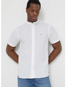 Памучна риза Tommy Hilfiger мъжка в бяло със стандартна кройка с права яка MW0MW35275