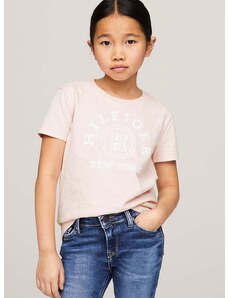 Детска памучна тениска Tommy Hilfiger в розово