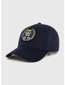 Памучна шапка с козирка Tommy Hilfiger в тъмносиньо с апликация AM0AM12161
