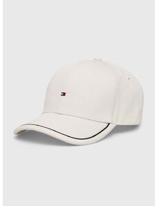 Памучна шапка с козирка Tommy Hilfiger в бяло с апликация AM0AM12304