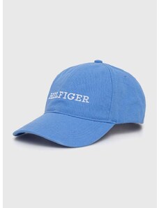 Памучна шапка с козирка Tommy Hilfiger в синьо с апликация AM0AM12154