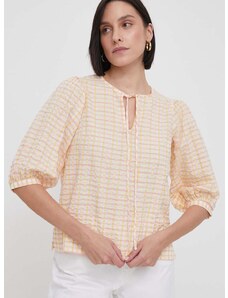 Памучна блуза Barbour дамска в бежово с десен