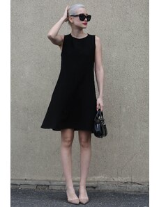 Madmext Black Zero Sleeve Loose Linen Dress