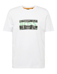 BOSS Orange Тениска 'Bossticket' светлозелено / черно / бяло