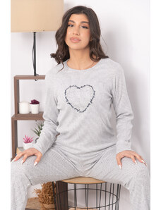 Comfort Пижама за жени с райе и сърце - Сиво