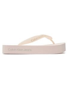 Джапанки Calvin Klein Jeans Beach Sandal Flatform Logo YW0YW01092 Peach Blush/Oyster Mushroom TLL