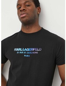 Памучна тениска Karl Lagerfeld в черно с апликация 542241.755062