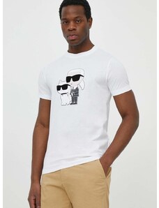 Памучна тениска Karl Lagerfeld в бяло с принт 542241.755061