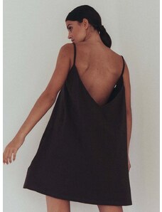 Памучна рокля MUUV. sukienka #SURFGIRL в кафяво къса с уголемена кройка