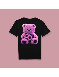 NAZAZU Дамска памучна тениска в цвят по избор с кръгло деколте Bear- слънчогледи- NZZ 5036