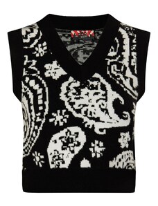 myMo ROCKS Пуловер 'Ucy' черно / мръсно бяло