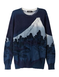 Desigual Пуловер синьо / гълъбово синьо / тъмносиньо / бяло