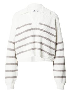 HOLLISTER Пуловер сиво / бяло