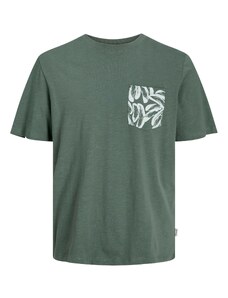 JACK & JONES Тениска 'Lafeyette' тъмнозелено / бяло
