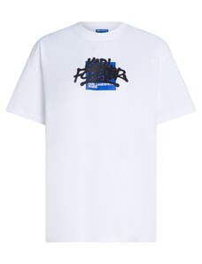 KARL LAGERFELD JEANS Тениска лазурно синьо / черно / бяло