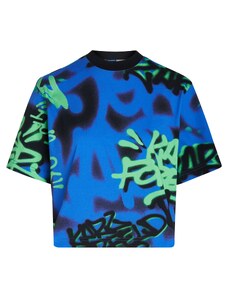KARL LAGERFELD JEANS Тениска 'Crapule2000' неоново синьо / светлозелено / черно