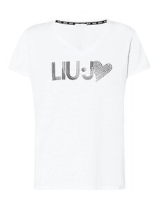 Liu Jo Тениска сребърно сиво / бяло