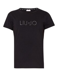 Liu Jo Тениска сребърно сиво / черно
