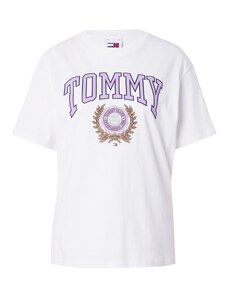 Tommy Jeans Тениска 'Varsity Sport 3' камел / люляк / черно / бяло
