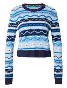 UNITED COLORS OF BENETTON Пуловер нейви синьо / светлосиньо / бяло