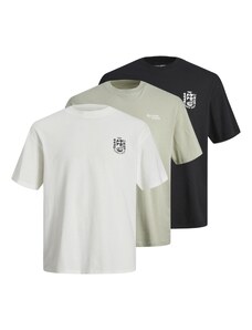 JACK & JONES Тениска 'Dirk' сиво / черно / бяло