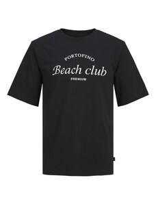 JACK & JONES Тениска 'OCEAN CLUB' черно / бяло
