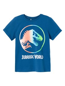 NAME IT Тениска 'MISAEL JURASSIC' нейви синьо / светлозелено / оранжево / бяло
