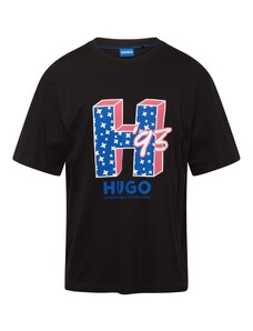 HUGO Тениска 'Nentryle' синьо / питая / черно / бяло